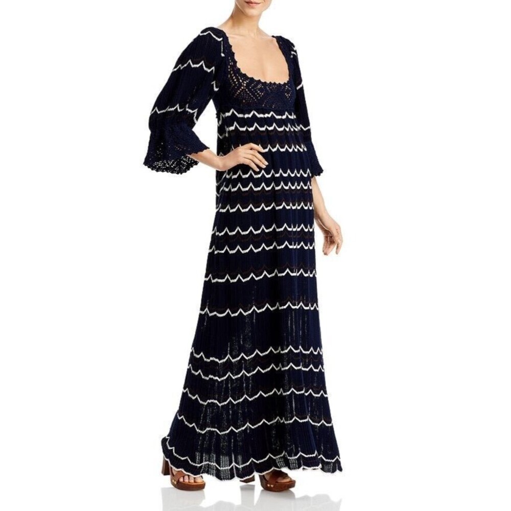Rebecca Taylor Navy and White Crochet Maxi Dress